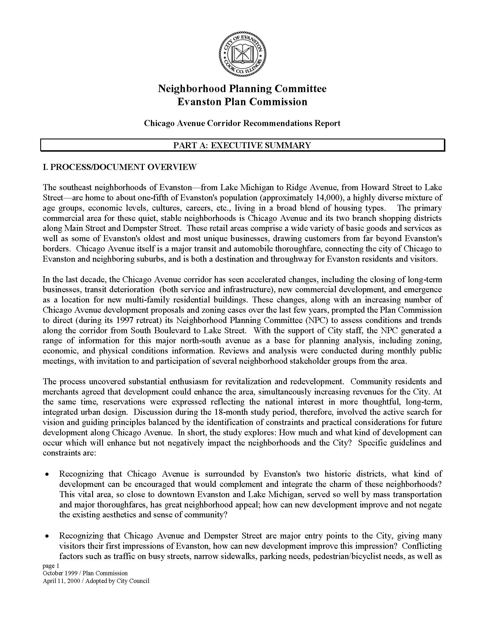 Neighborhood Planning Committee Evanston Plan Commission